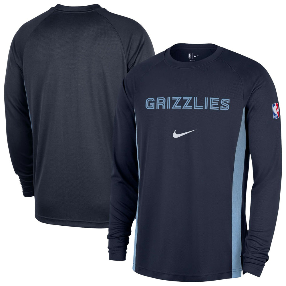 Memphis Grizzlies 2025/26 Authentic Pre-Game Legend Dri-FIT Long Sleeve Shooting Shirt Navy - Nike