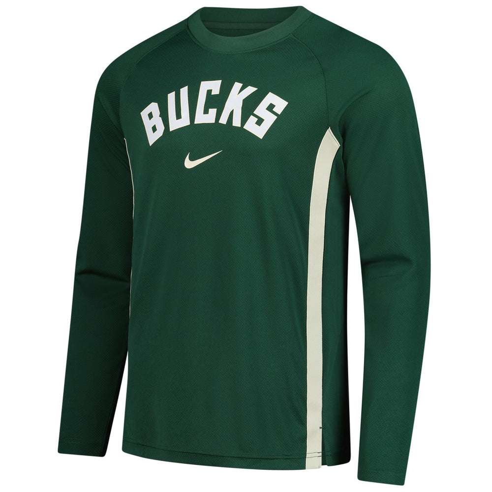 Milwaukee Bucks 2025/26 Authentic Pre-Game Legend Dri-FIT Long Sleeve Shooting Shirt Hunter Green - Nike