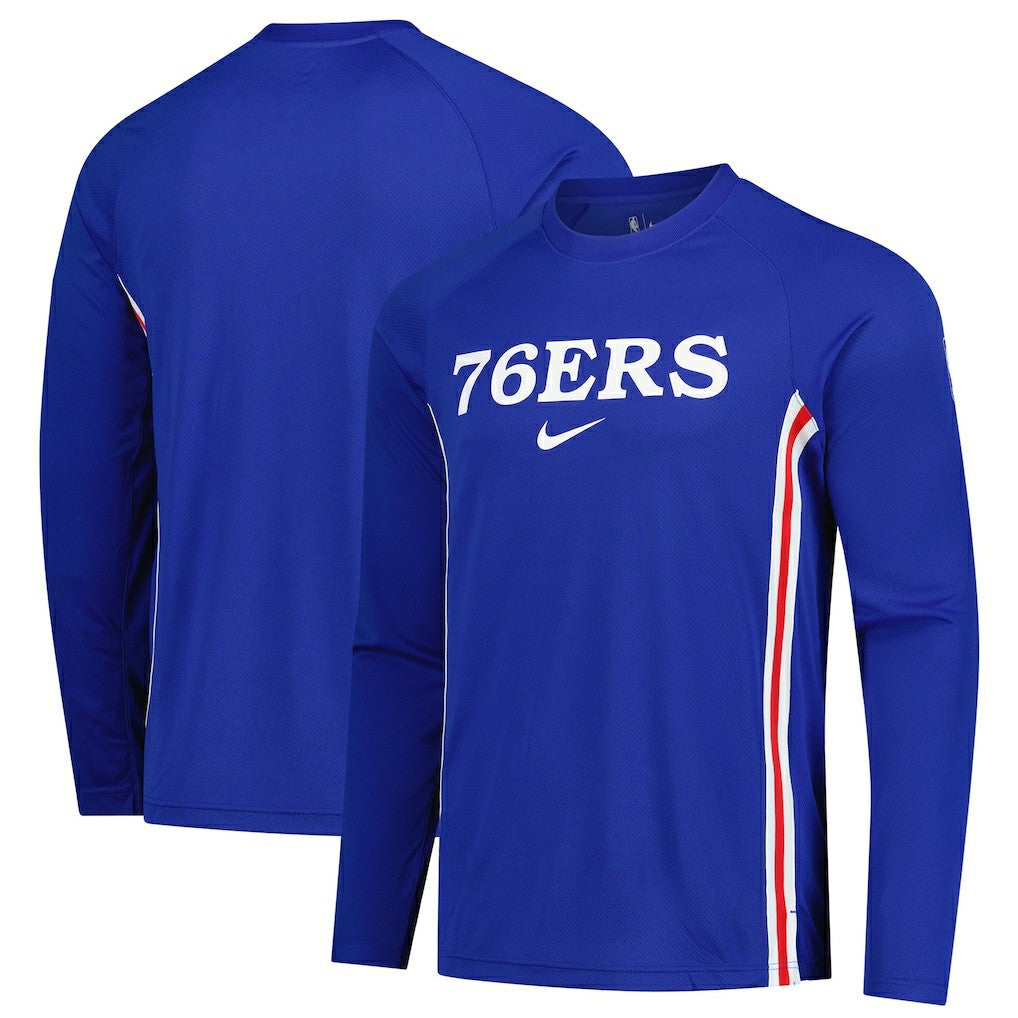 Philadelphia 76ers 2025/26 Authentic Pre-Game Legend Dri-FIT Long Sleeve Shooting Shirt Royal - Nike