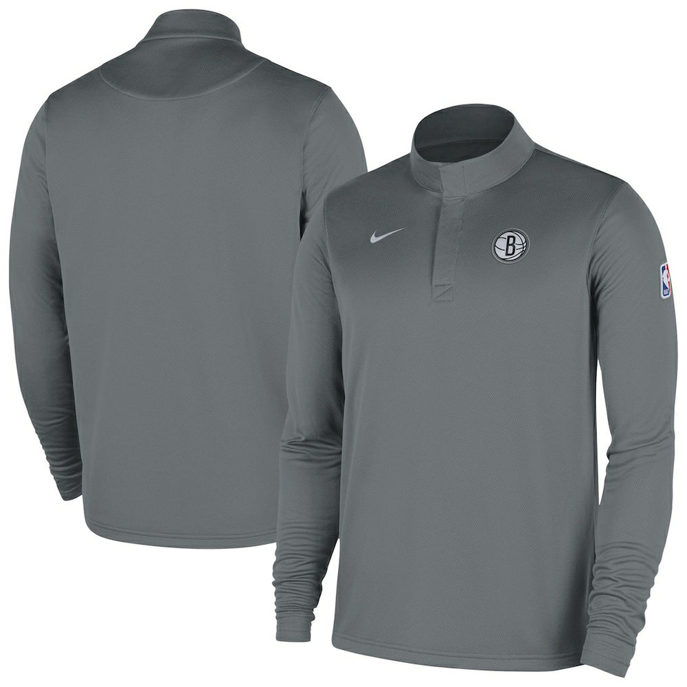 Brooklyn Nets 2025/26 Authentic Coaches Quarter-Zip Dri-Fit Top Gray - Nike