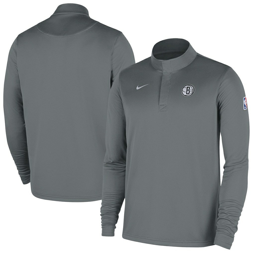 Brooklyn Nets 2025/26 Authentic Coaches Quarter-Zip Dri-Fit Top Gray - Nike