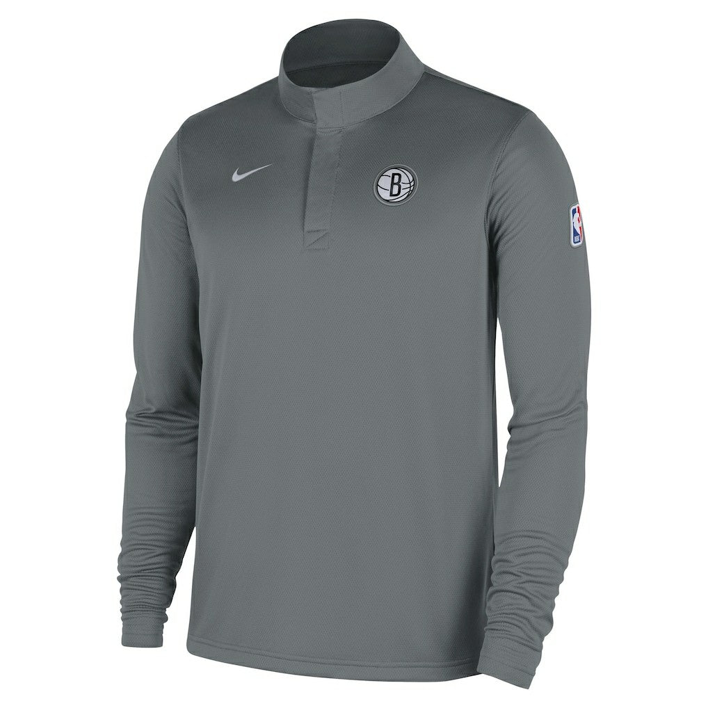 Brooklyn Nets 2025/26 Authentic Coaches Quarter-Zip Dri-Fit Top Gray - Nike