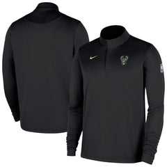 Milwaukee Bucks 2025/26 Authentic Coaches Quarter-Zip Dri-Fit Top Black - Nike