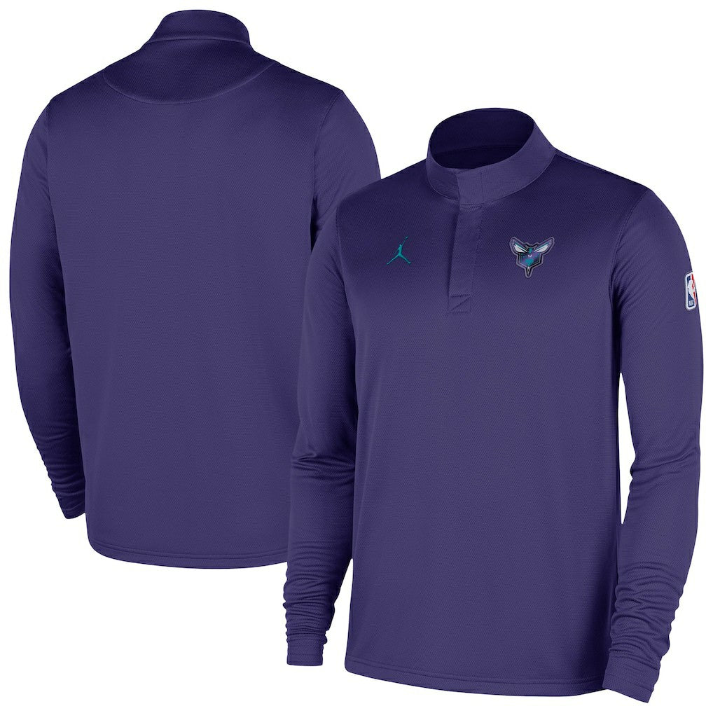 Charlotte Hornets 2025/26 Authentic Coaches Quarter-Zip Dri-Fit Top Purple - Nike