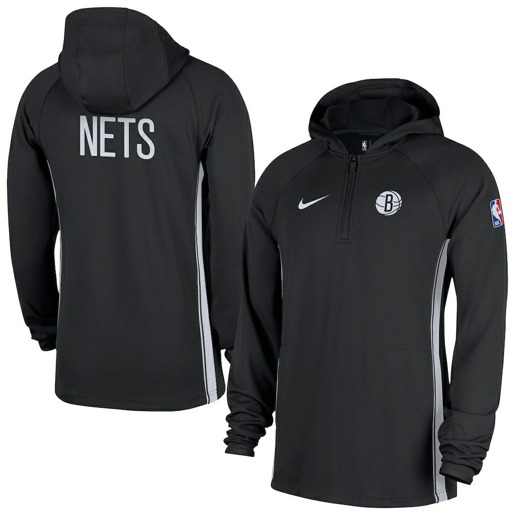 Brooklyn Nets Authentic On Court Zone Quarter-Zip Dri-FIT Hoodie Jacket Black - Nike