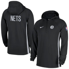 Brooklyn Nets Authentic On Court Zone Quarter-Zip Dri-FIT Hoodie Jacket Black - Nike