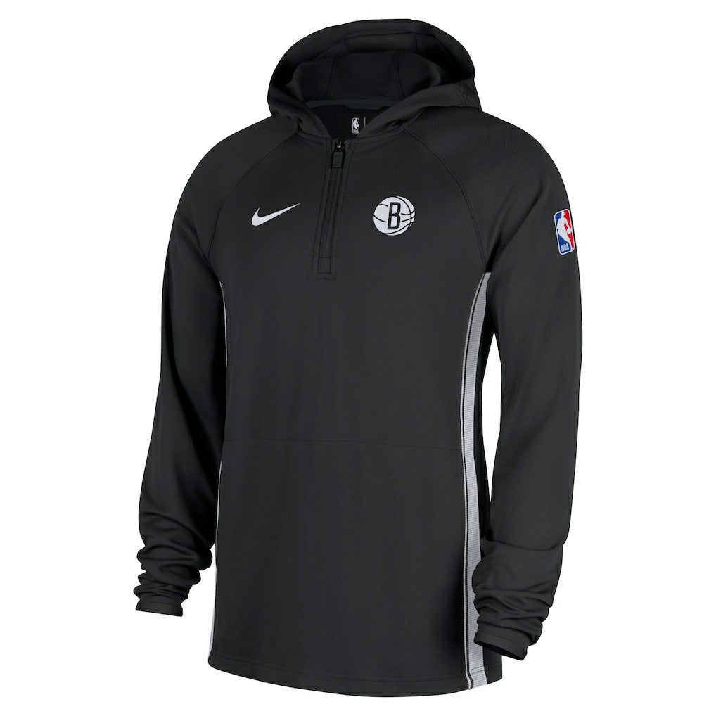 Brooklyn Nets Authentic On Court Zone Quarter-Zip Dri-FIT Hoodie Jacket Black - Nike