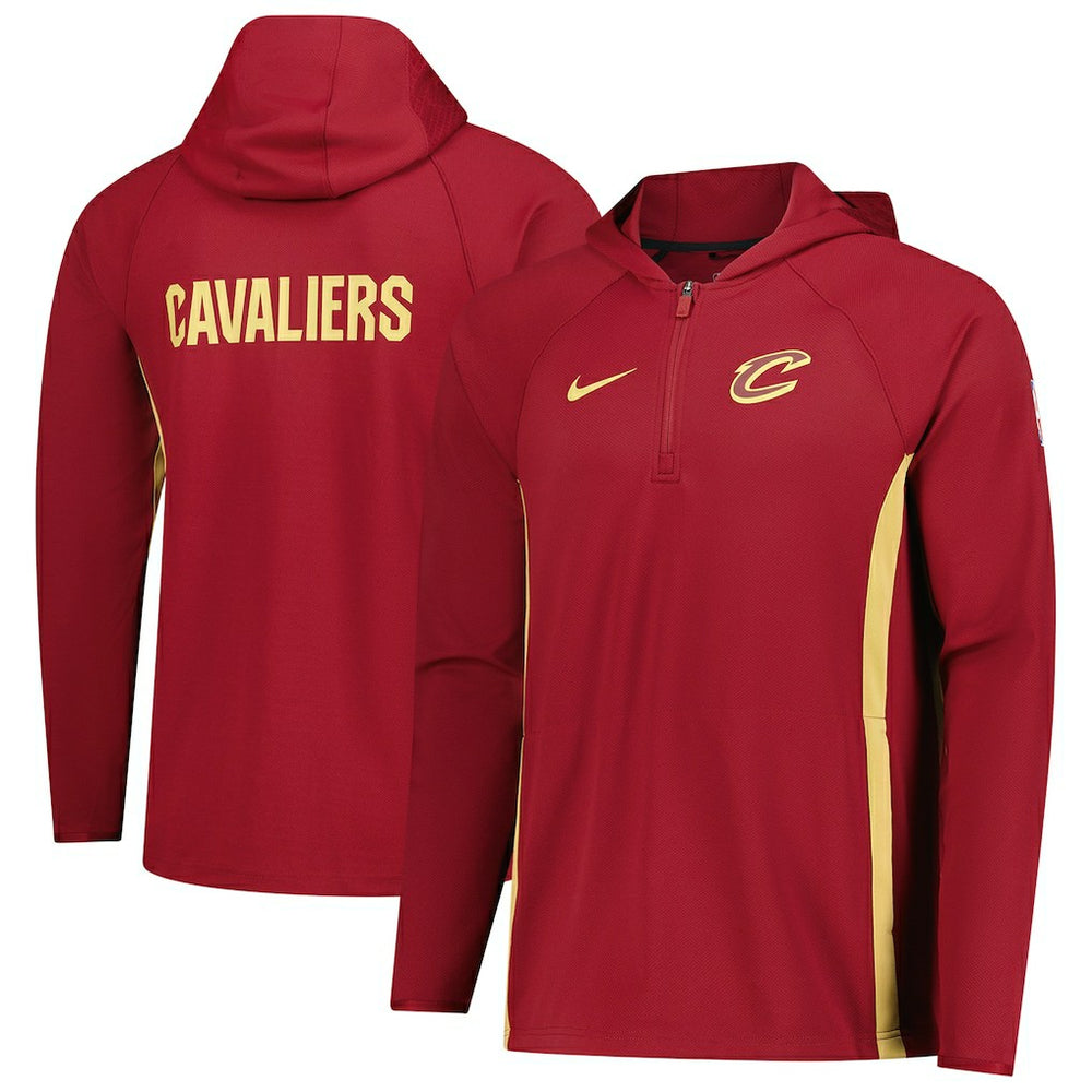 Cleveland Cavaliers Authentic On Court Zone Quarter-Zip Dri-FIT Hoodie Jacket Wine - Nike