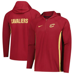 Cleveland Cavaliers Authentic On Court Zone Quarter-Zip Dri-FIT Hoodie Jacket Wine - Nike