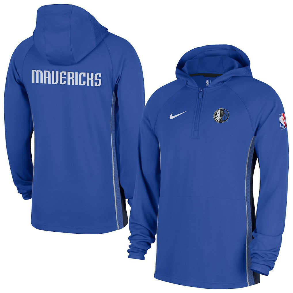 Dallas Mavericks Authentic On Court Zone Quarter-Zip Dri-FIT Hoodie Jacket Royal - Nike