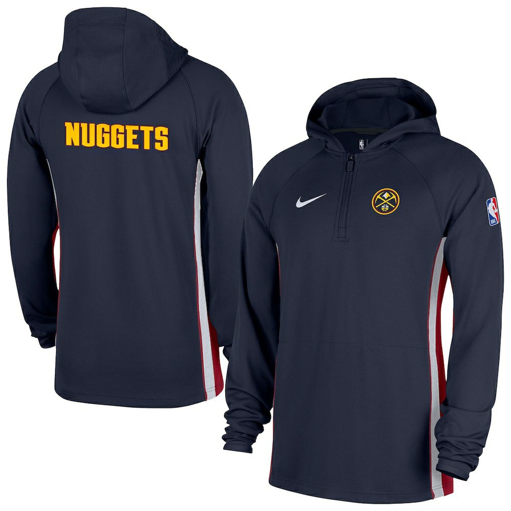 Denver Nuggets Authentic On Court Zone Quarter-Zip Dri-FIT Hoodie Jacket Navy - Nike
