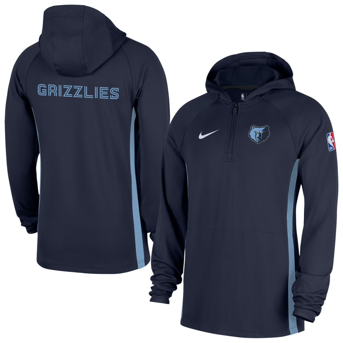 Memphis Grizzlies Authentic On Court Zone Quarter-Zip Dri-FIT Hoodie Jacket Navy - Nike