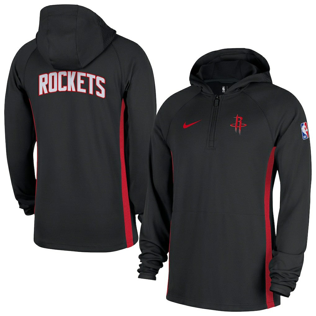 Houston Rockets Authentic On Court Zone Quarter-Zip Dri-FIT Hoodie Jacket Black - Nike
