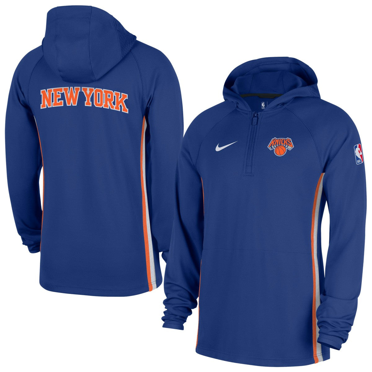 New York Knicks Authentic On Court Zone Quarter-Zip Dri-FIT Hoodie Jacket Blue - Nike