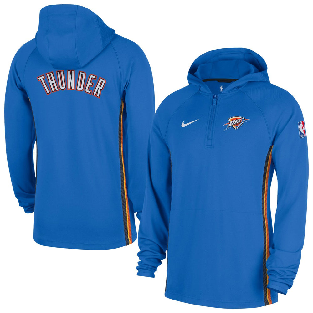 Oklahoma City Thunder Authentic On Court Zone Quarter-Zip Dri-FIT Hoodie Jacket Blue - Nike