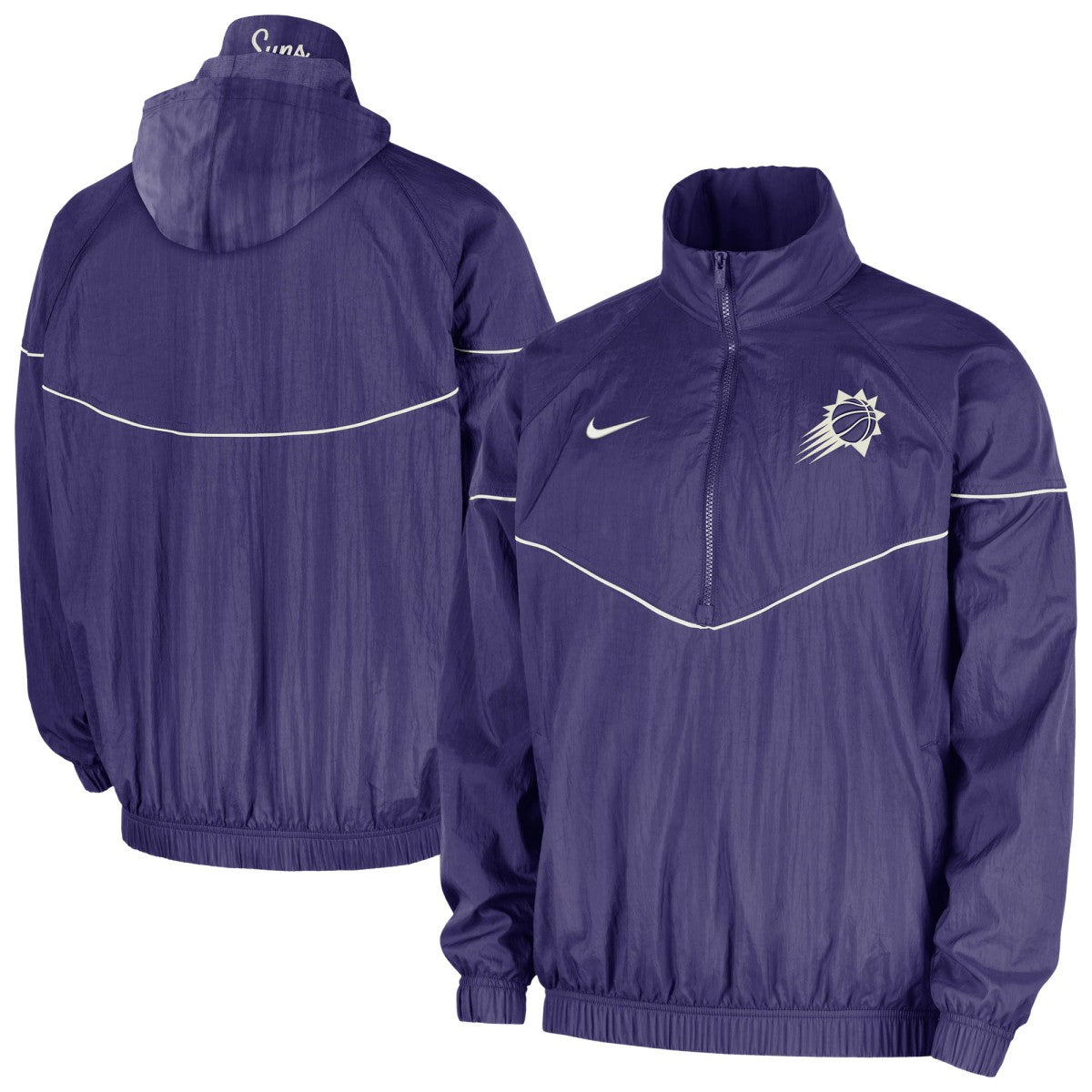 Phoenix Suns Courtside Windrunner Woven Half-Zip Hooded Jacket Purple - Nike