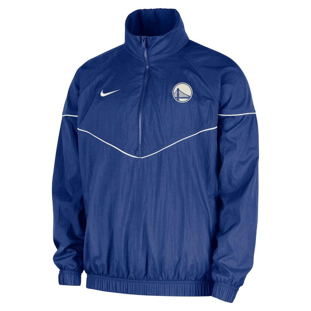Golden State Warriors Courtside Windrunner Woven Half-Zip Hooded Jacket Royal - Nike