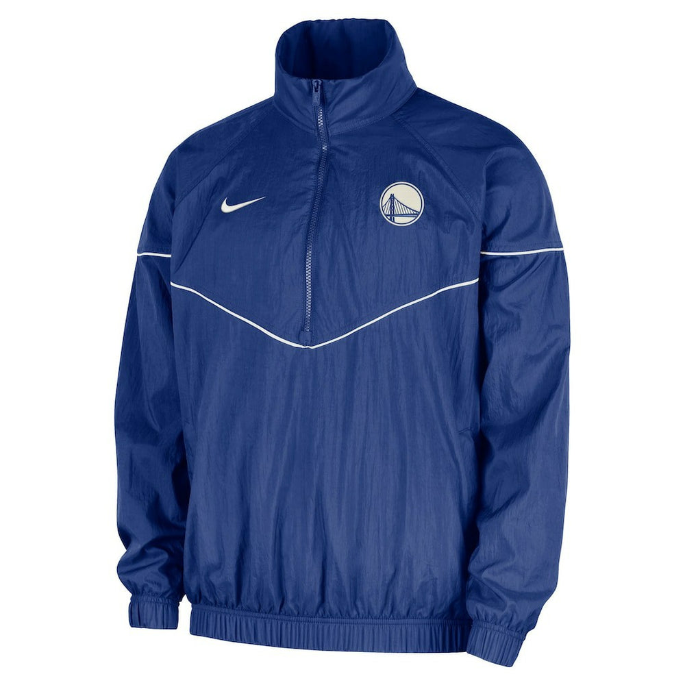 Golden State Warriors Courtside Windrunner Woven Half-Zip Hooded Jacket Royal - Nike