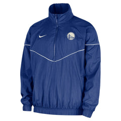 Golden State Warriors Courtside Windrunner Woven Half-Zip Hooded Jacket Royal - Nike