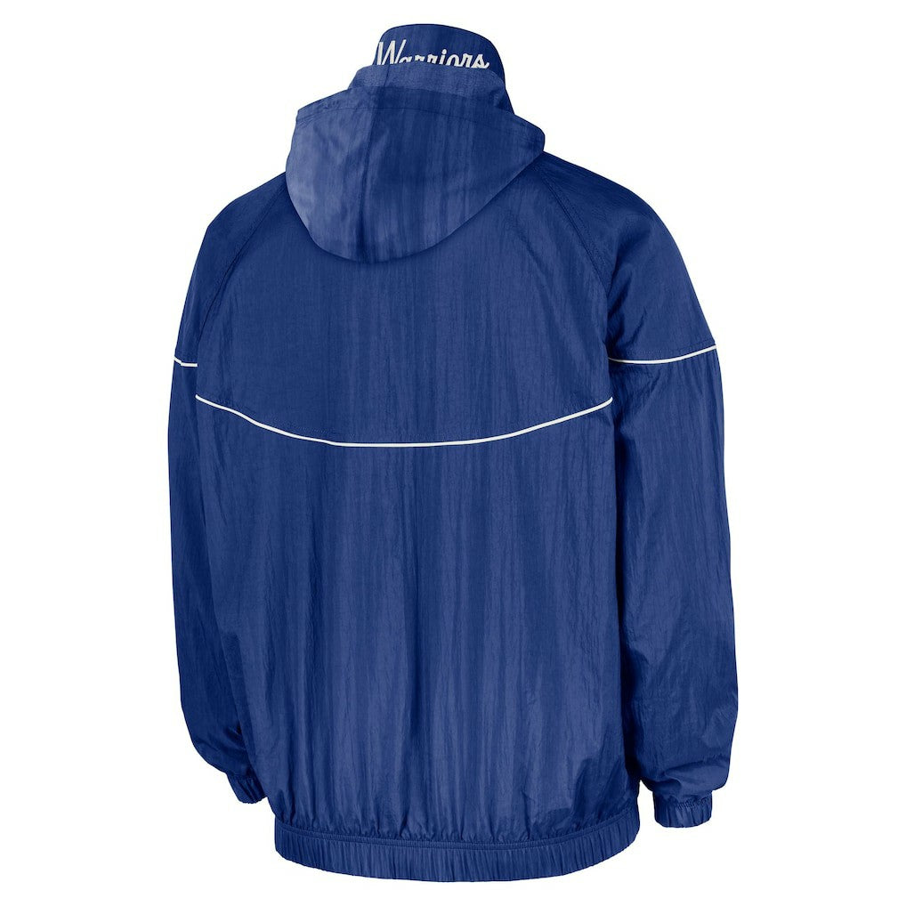 Golden State Warriors Courtside Windrunner Woven Half-Zip Hooded Jacket Royal - Nike