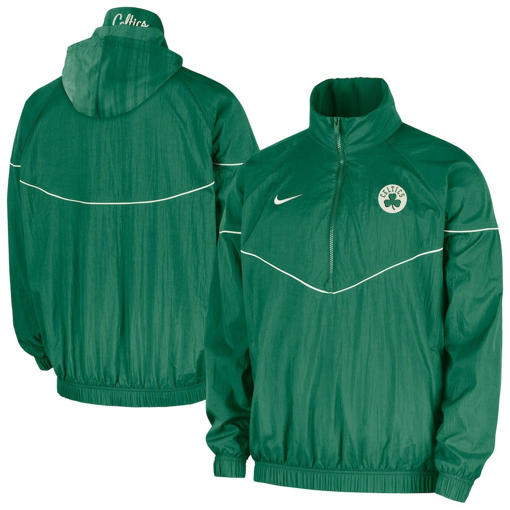 Boston Celtics Courtside Windrunner Woven Half-Zip Hooded Jacket Kelly Green - Nike