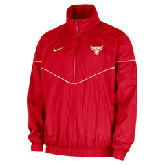 Chicago Bulls Courtside Windrunner Woven Half-Zip Hooded Jacket Red - Nike