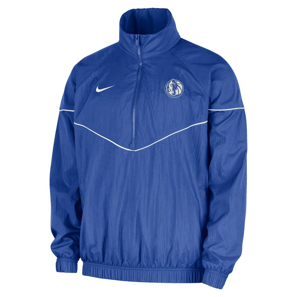 Dallas Mavericks Courtside Windrunner Woven Half-Zip Hooded Jacket Blue - Nike