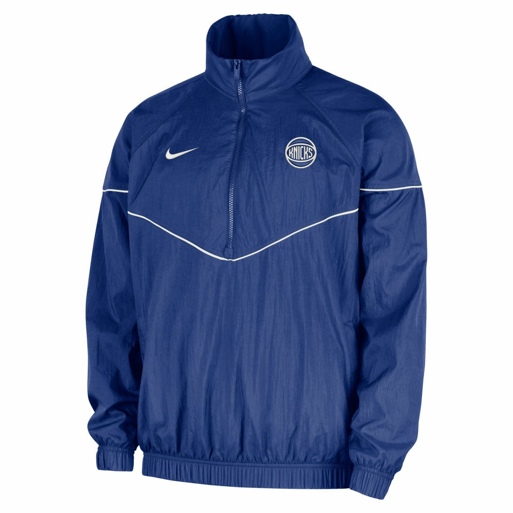 New York Knicks Courtside Windrunner Woven Half-Zip Hooded Jacket Blue - Nike