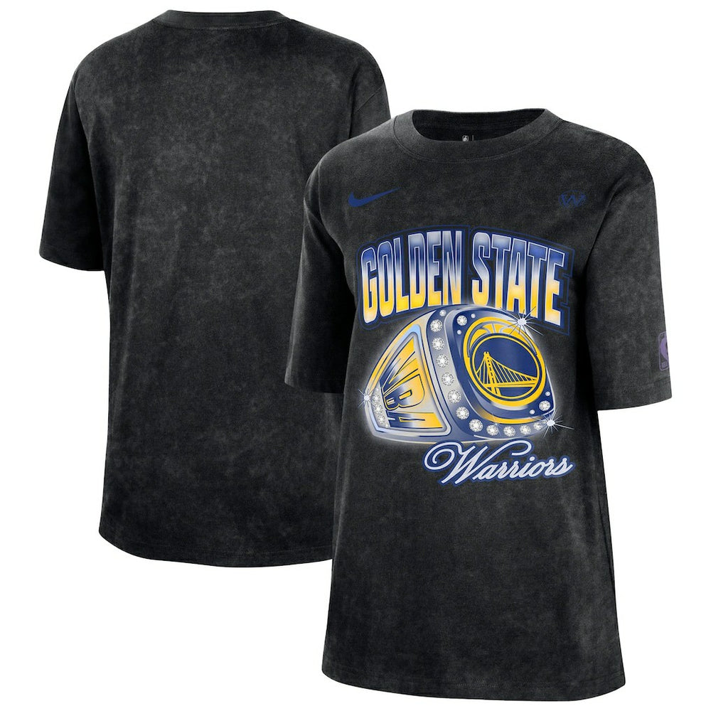 Golden State Warriors Women's Courtside Original Content Vintage Washed Boyfriend T-Shirt Black - Nike outlet