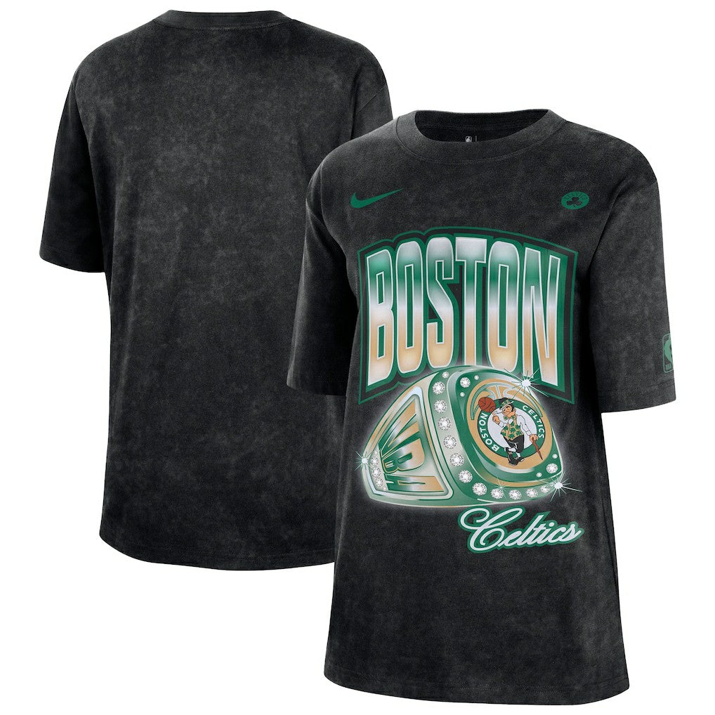 Boston Celtics Women's Courtside Original Content Vintage Washed Boyfriend T-Shirt Black - Nike
