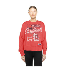 St. Louis Cardinals New Era Women's Boxy Mineral Wash Dolmen Sleeve Cropped Sweatshirt - Red Sweatshirts