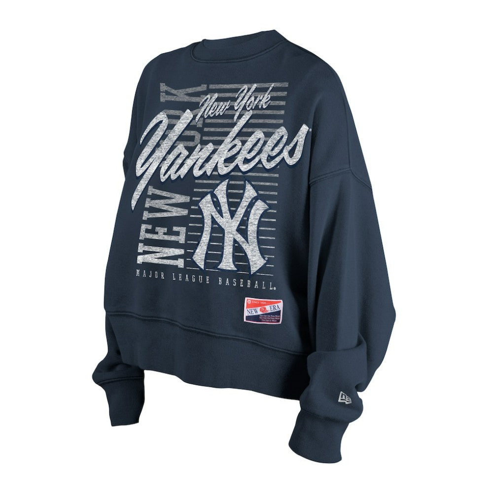 New York Yankees New Era Women's Boxy Mineral Wash Dolmen Sleeve Cropped Sweatshirt - Navy Sweatshirts