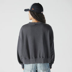 Houston Astros New Era Women's Boxy Mineral Wash Dolmen Sleeve Cropped Sweatshirt - Navy Sweatshirts