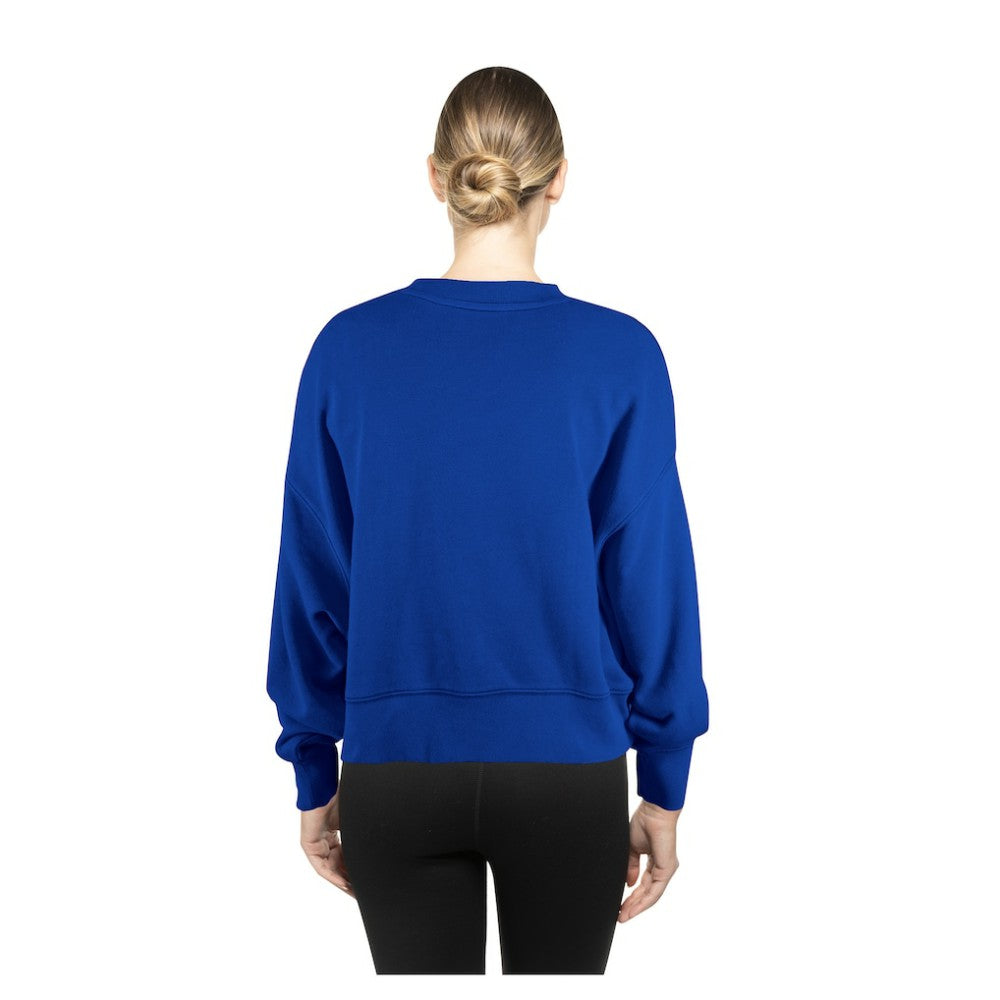 New York Mets New Era Women's Boxy Mineral Wash Dolmen Sleeve Cropped Sweatshirt - Royal Sweatshirts