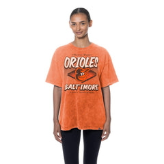 Baltimore Orioles New Era Women's Mineral Wash Oversized T-Shirt - Orange T-shirts