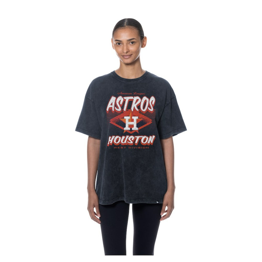 Houston Astros New Era Women's Mineral Wash Oversized T-Shirt - Navy T-shirts