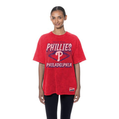 Philadelphia Phillies New Era Women's Mineral Wash Oversized T-Shirt - Red T-shirts