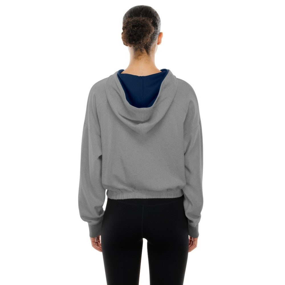 Boston Red Sox New Era Women's Reversed Out French Terry Quarter-Zip Banded Crop Hoodie - Heather Gray Hoodies