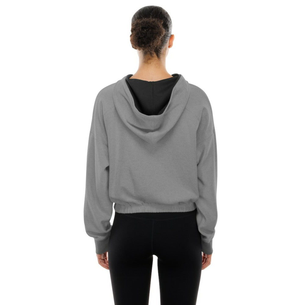 Baltimore Orioles New Era Women's Reversed Out French Terry Quarter-Zip Banded Crop Hoodie - Heather Gray Hoodies