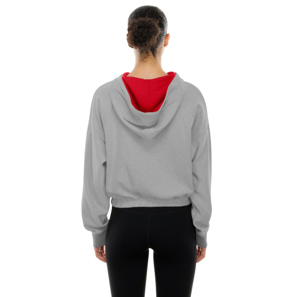 St. Louis Cardinals New Era Women's Reversed Out French Terry Quarter-Zip Banded Crop Hoodie - Heather Gray Hoodies