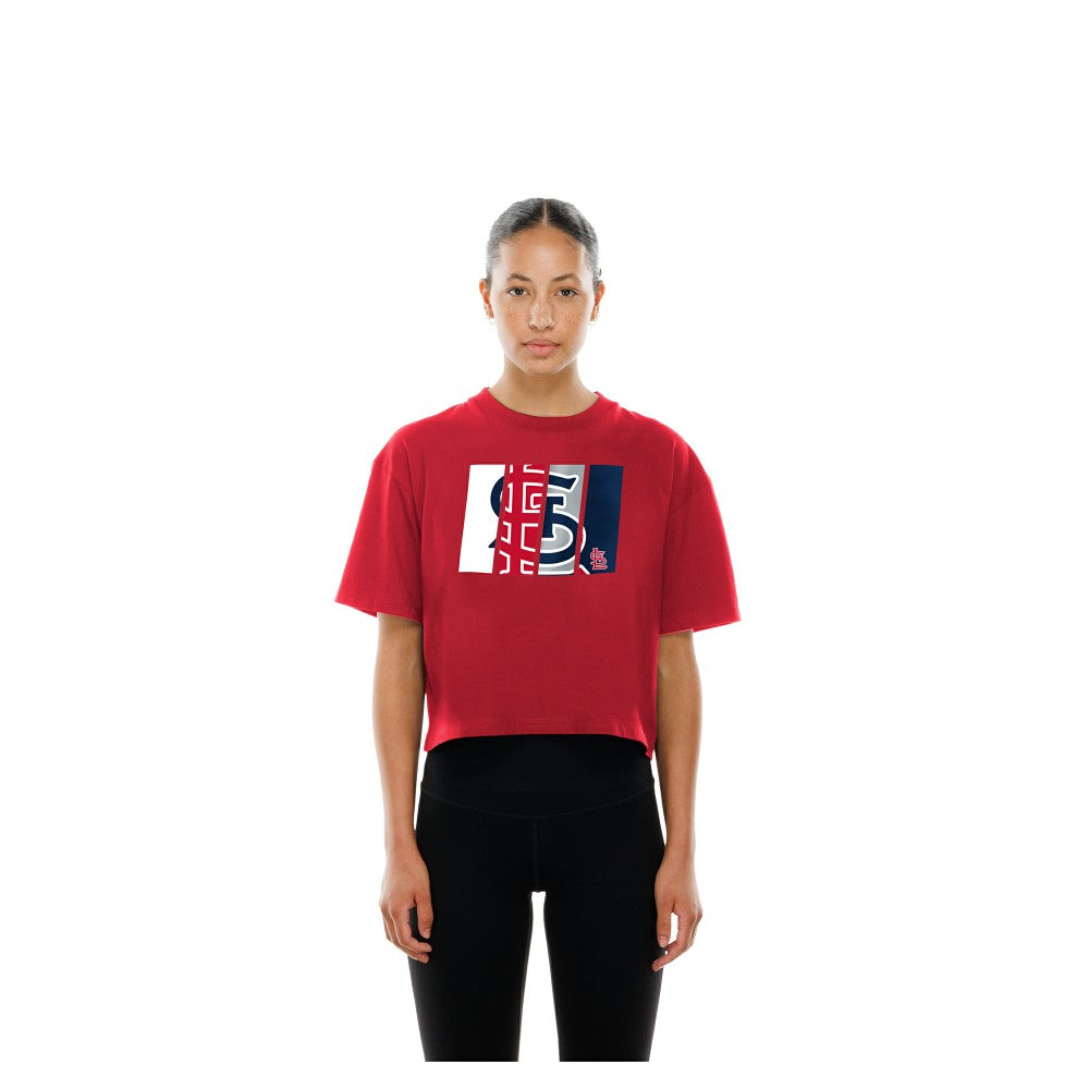 St. Louis Cardinals New Era Women's Boxy Foil Logo T-Shirt - Red T-shirts