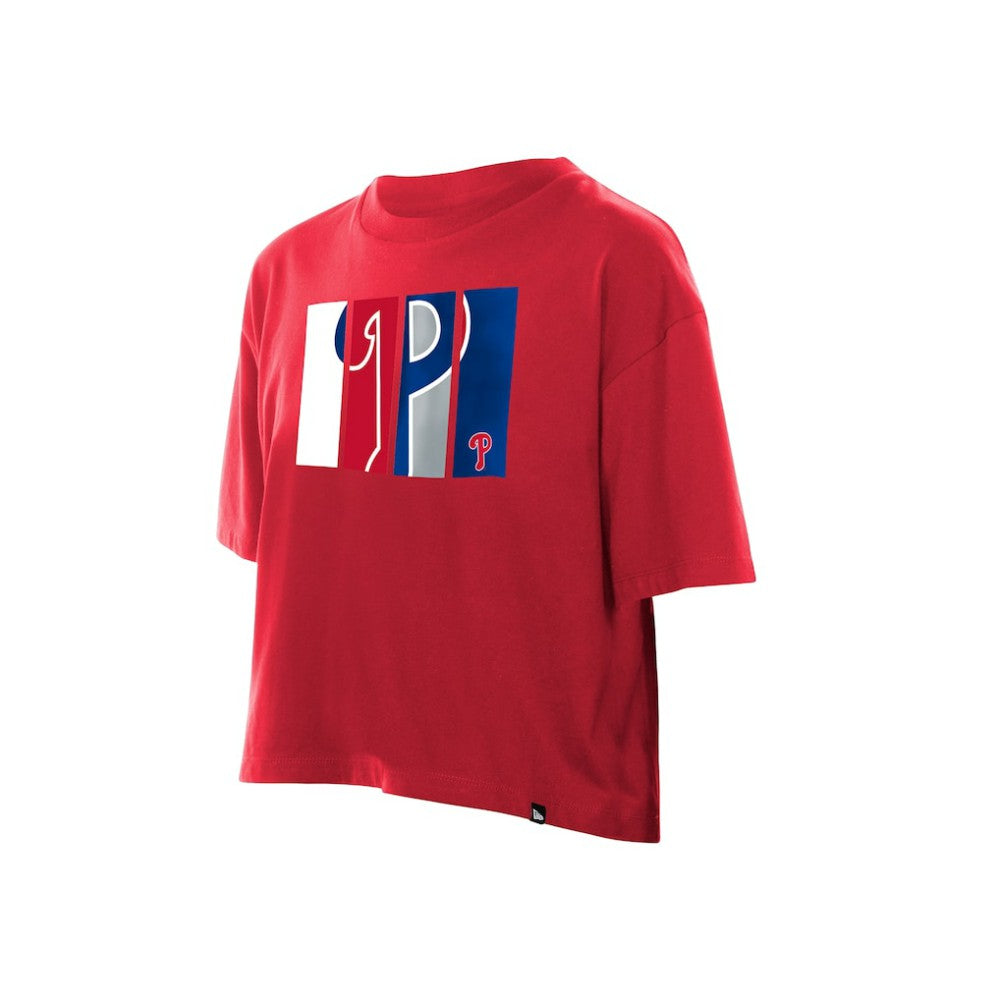 Philadelphia Phillies New Era Women's Boxy Foil Logo T-Shirt - Red T-shirts