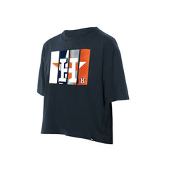 Houston Astros New Era Women's Boxy Foil Logo T-Shirt - Navy T-shirts