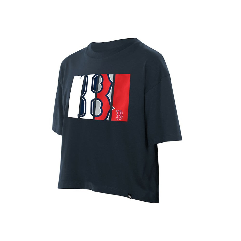Boston Red Sox New Era Women's Boxy Foil Logo T-Shirt - Navy T-shirts