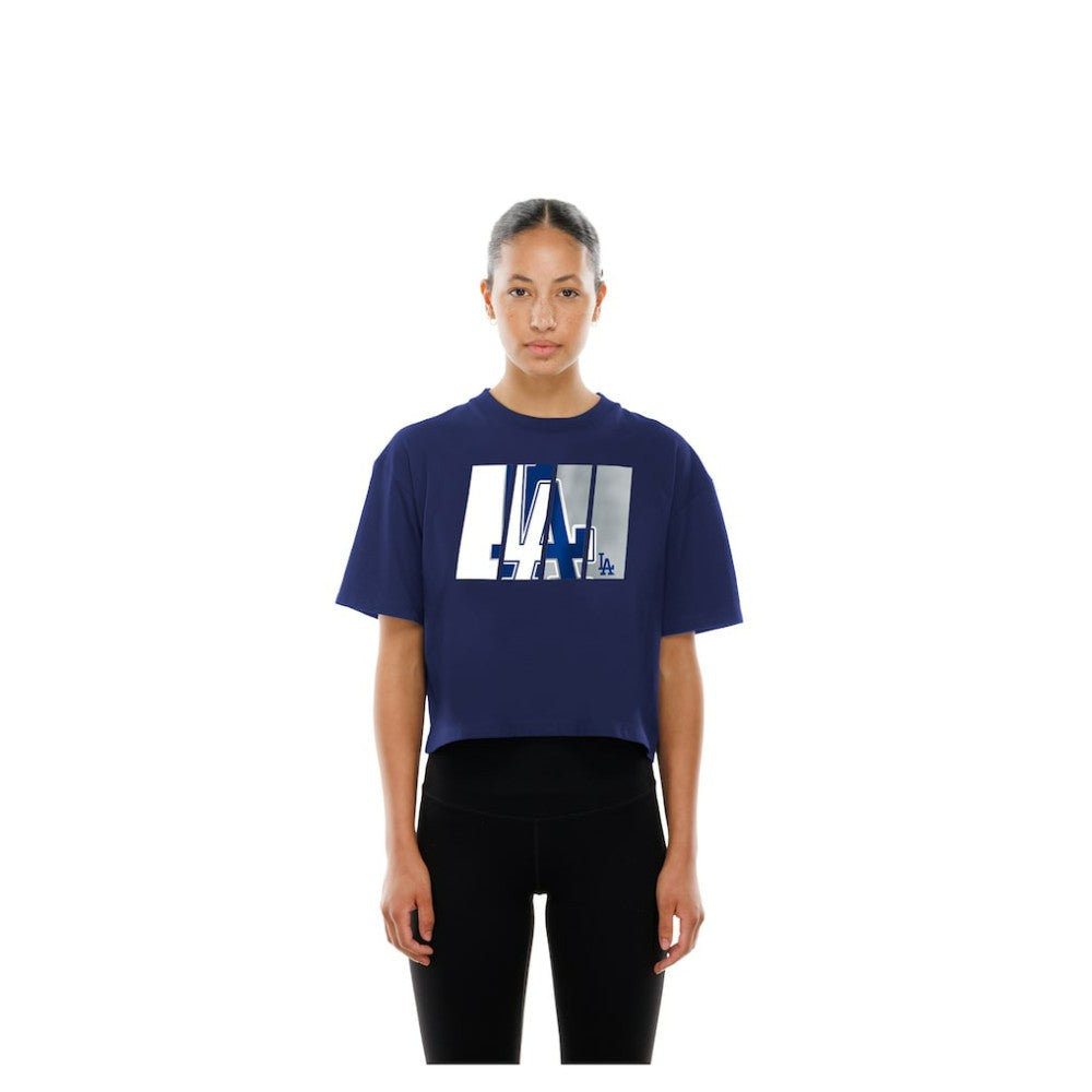 Los Angeles Dodgers New Era Women's Boxy Foil Logo T-Shirt - Royal T-shirts