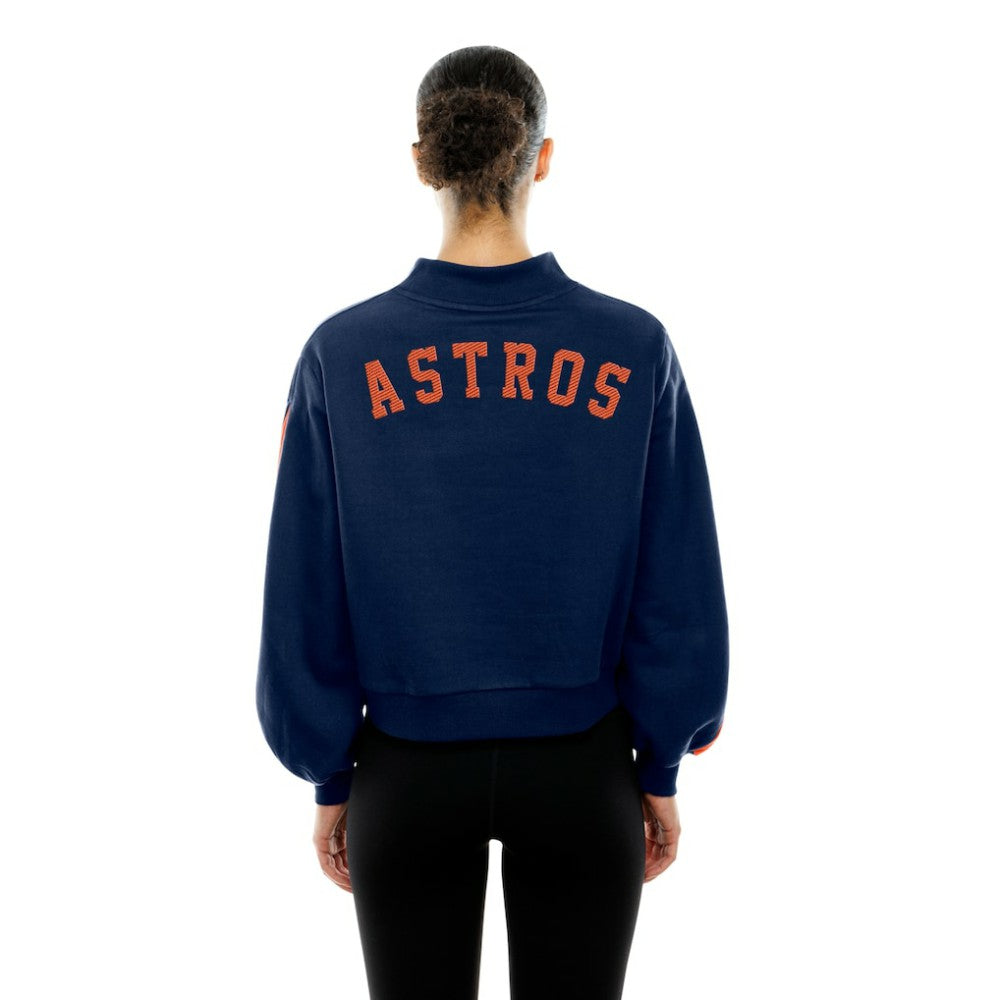Houston Astros New Era Women's Mock Neck Balloon Sleeve Sweatshirt - Navy Sweatshirts