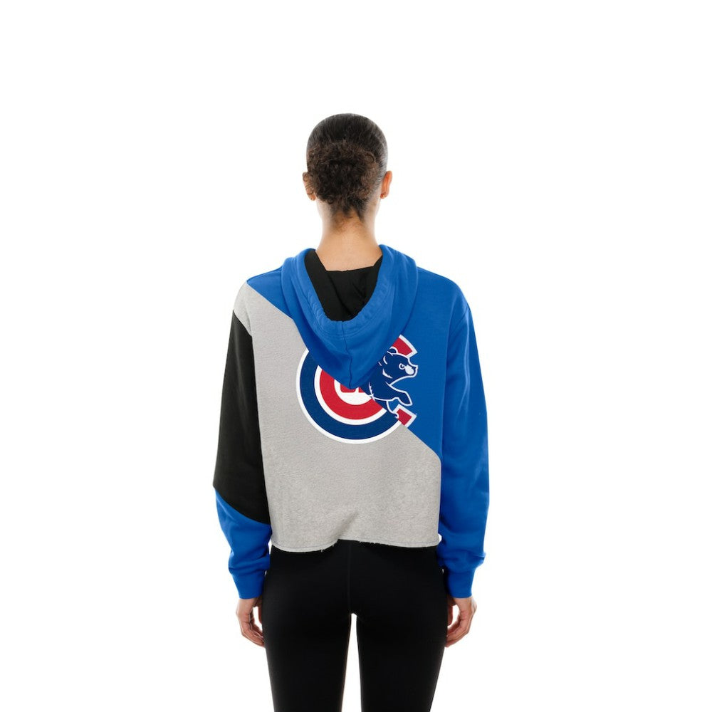 Chicago Cubs New Era Women's Upcycled Color Block Cropped Boxy Hoodie Hoodies