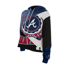Atlanta Braves New Era Women's Upcycled Color Block Cropped Boxy Hoodie Hoodies