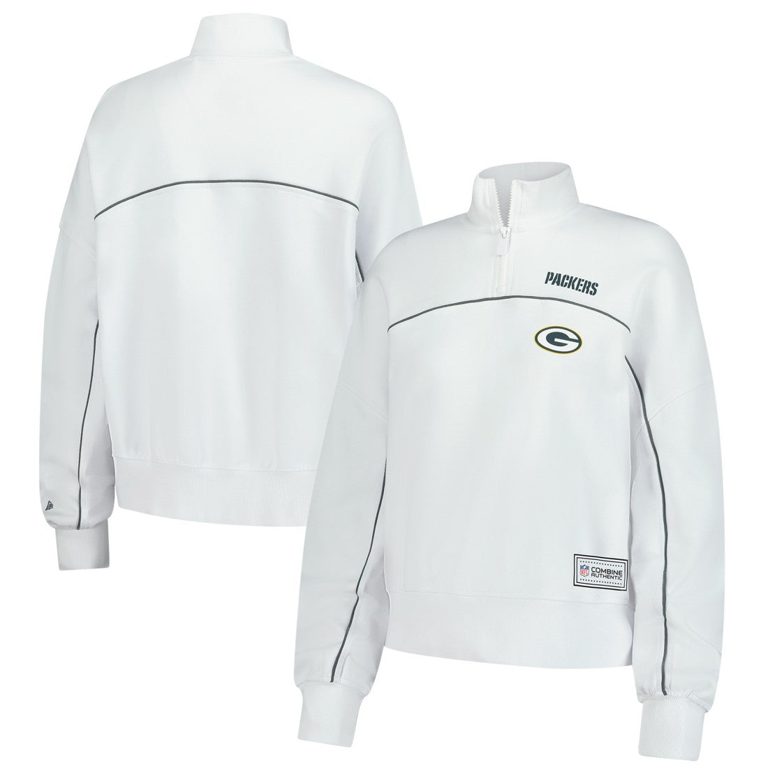 New Era Green Bay Packers Female Adult White Functional Fandom Quarter-Zip Sweatshirt