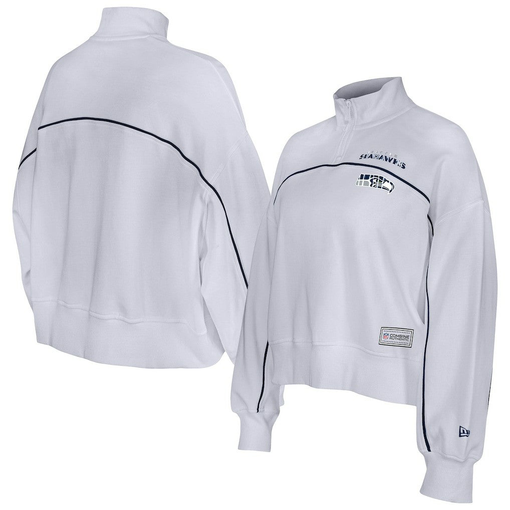 New Era Seattle Seahawks Female Adult White Functional Fandom Quarter-Zip Sweatshirt